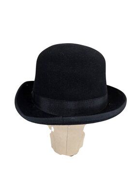 Black Jaxon Bowler Hat Classic English Derby Wool Vintage Style Size L Retro